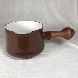 Vintage Dansk Kobenstyle Brown Enamel Butter Warmer Pot Saucepan France